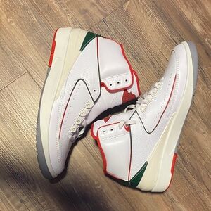 BRAND NEW Jordan 2 White, Red, and Green Sneakers
